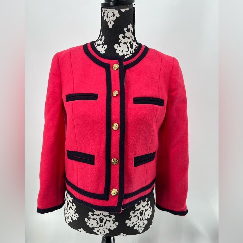 J. Crew Lady Double Serge Berry Wool Blazer Sz 6P